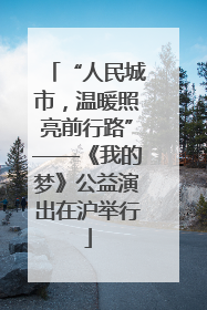 “人民城市，温暖照亮前行路”——《我的梦》公益演出在沪举行