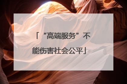 “高端服务”不能伤害社会公平