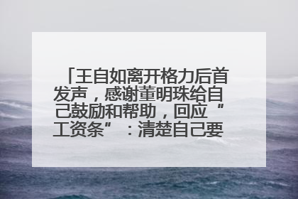 王自如离开格力后首发声，感谢董明珠给自己鼓励和帮助，回应“工资条”：清楚自己要什么，工资条不重要