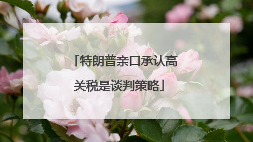 特朗普亲口承认高关税是谈判策略