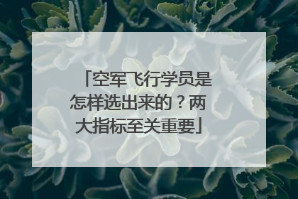 空军飞行学员是怎样选出来的？两大指标至关重要