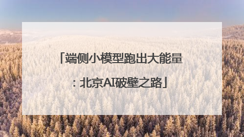 端侧小模型跑出大能量：北京AI破壁之路