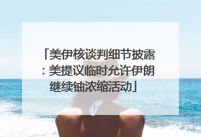 美伊核谈判细节披露：美提议临时允许伊朗继续铀浓缩活动