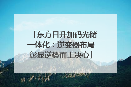 东方日升加码光储一体化：逆变器布局彰显逆势而上决心