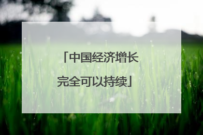 中国经济增长完全可以持续