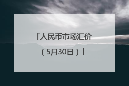 人民币市场汇价（5月30日）