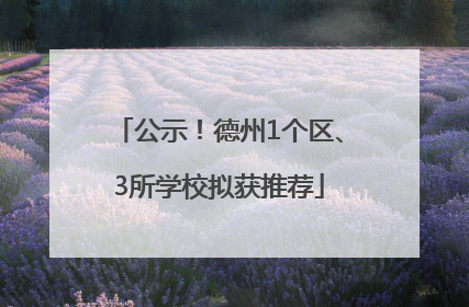 公示！德州1个区、3所学校拟获推荐