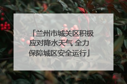 兰州市城关区积极应对降水天气 全力保障城区安全运行