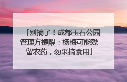 别摘了！成都玉石公园管理方提醒：杨梅可能残留农药，勿采摘食用