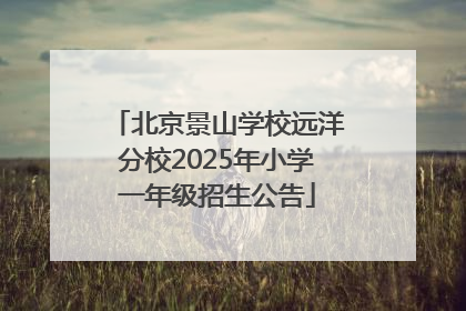 北京景山学校远洋分校2025年小学一年级招生公告