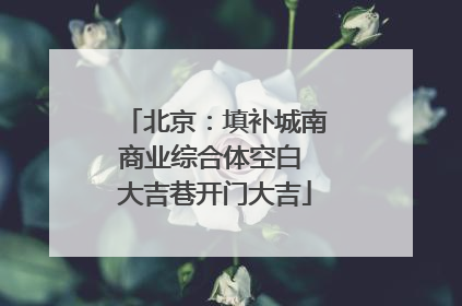 北京：填补城南商业综合体空白 大吉巷开门大吉