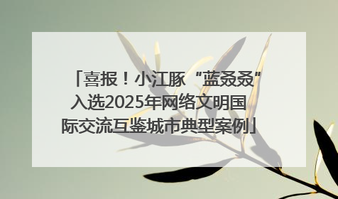喜报！小江豚“蓝叒叒”入选2025年网络文明国际交流互鉴城市典型案例