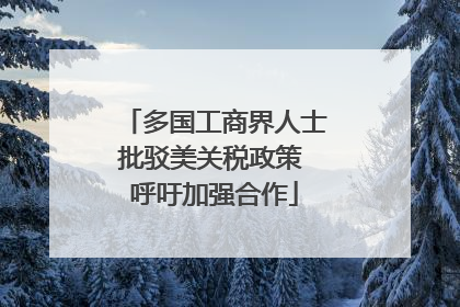多国工商界人士批驳美关税政策 呼吁加强合作