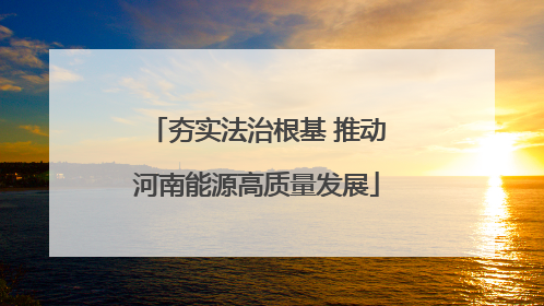 夯实法治根基 推动河南能源高质量发展