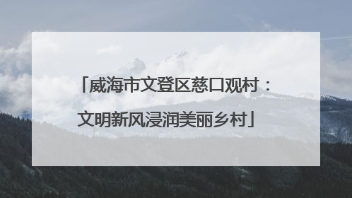 威海市文登区慈口观村：文明新风浸润美丽乡村