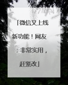 微信又上线新功能！网友：非常实用，赶紧改
