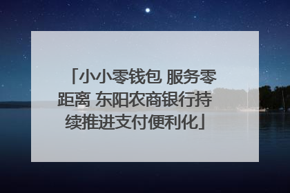 小小零钱包 服务零距离 东阳农商银行持续推进支付便利化