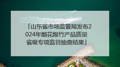 山东省市场监管局发布2024年烟花爆竹产品质量省级专项监督抽查结果