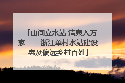 山间立水站 清泉入万家——浙江单村水站建设惠及偏远乡村百姓