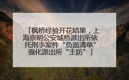 枫桥经验开花结果，上海崇明公安城桥派出所依托刑事案件“负面清单”强化派出所“主防”