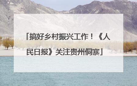 搞好乡村振兴工作！《人民日报》关注贵州侗寨