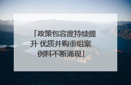 政策包容度持续提升 优质并购重组案例料不断涌现