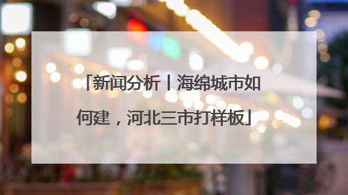 新闻分析丨海绵城市如何建，河北三市打样板