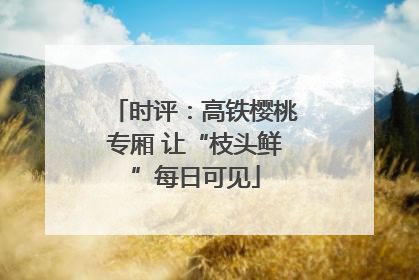 时评：高铁樱桃专厢 让“枝头鲜”每日可见