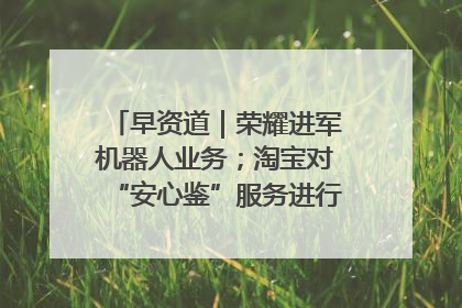 早资道｜荣耀进军机器人业务；淘宝对“安心鉴”服务进行逐步下线调整