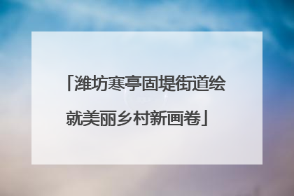 潍坊寒亭固堤街道绘就美丽乡村新画卷