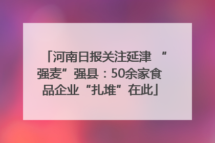 河南日报关注延津 “强麦”强县：50余家食品企业“扎堆”在此