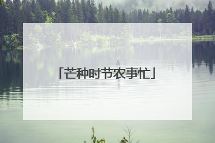 芒种时节农事忙