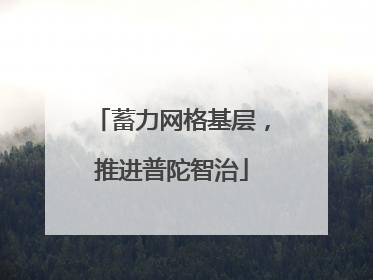 蓄力网格基层，推进普陀智治