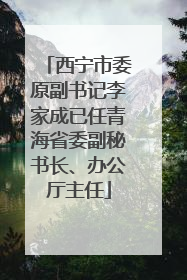 西宁市委原副书记李家成已任青海省委副秘书长、办公厅主任