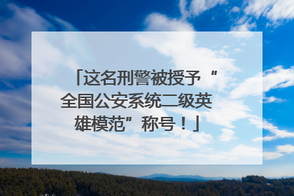 这名刑警被授予“全国公安系统二级英雄模范”称号！