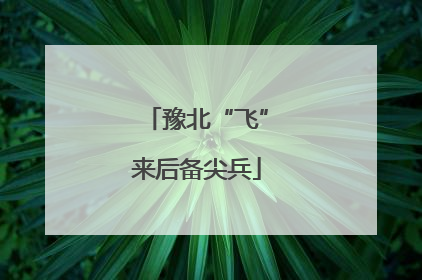 豫北“飞”来后备尖兵