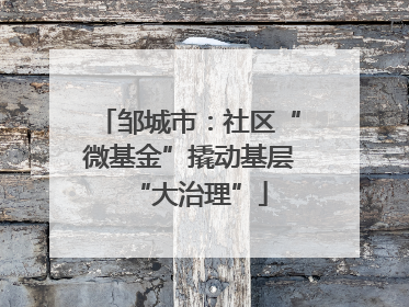邹城市：社区“微基金”撬动基层“大治理”
