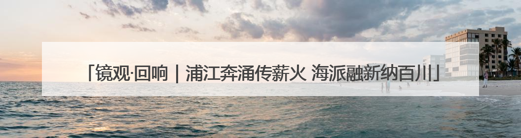 镜观·回响｜浦江奔涌传薪火 海派融新纳百川