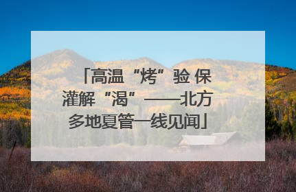 高温“烤”验 保灌解“渴”——北方多地夏管一线见闻