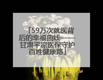 59万次就医背后的幸福曲线——甘肃平凉医保守护百姓健康路